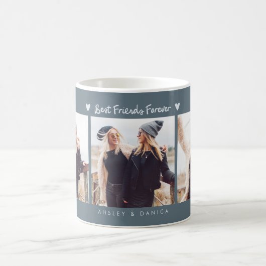 Best Friends Forever Photo Multi Photo Slate Blue コーヒーマグカップ (中央)