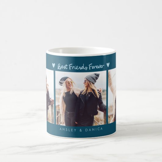 Best Friends Forever Photo Multi Photo Teal コーヒーマグカップ (中央)