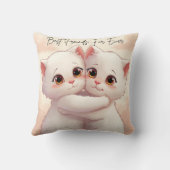 Best Friends Forever Throw Pillow - Two Cute Huggi クッション (裏面)