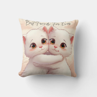 Best Friends Forever Throw Pillow - Two Cute Huggi クッション