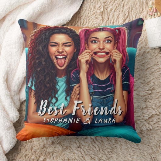 Best Friends Funny Faces  クッション (ブランケット)