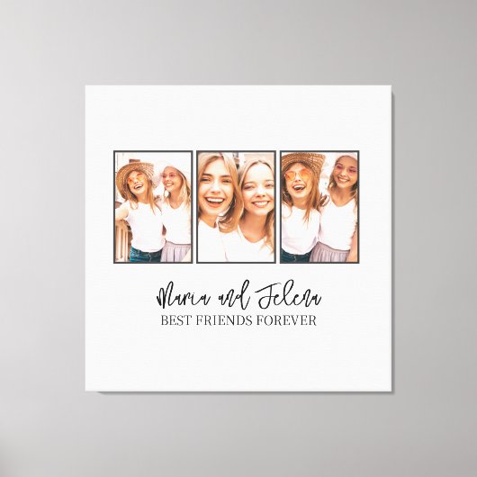Best Friends Gift BFF Photo Collage キャンバスプリント (正面)