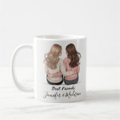 Best Friends Hair Illustration Mug – BFF Besties D コーヒーマグカップ (左)