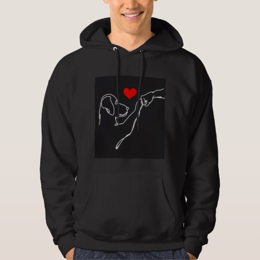 Best Friends Hand and Dog Line Art Pullover パーカ (正面)