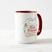 Best Friends Heart Hands Floral Quote Combo Mug マグカップ (正面右)