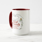 Best Friends Heart Hands Floral Quote Combo Mug マグカップ (正面左)