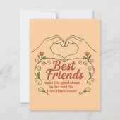 Best Friends Heart Hands Floral Thank You Card サンキューカード (裏面)