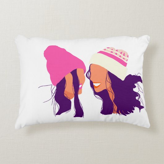 Best Friends Illustration • Modern Accent Pillow アクセントクッション (正面)