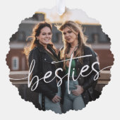 Best Friends Minimalist Bestie Photo オーナメントカード (裏面)