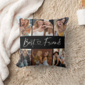 Best Friends Photo Collage Modern Script Heart クッション (ブランケット)