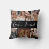 Best Friends Photo Collage Modern Script Heart クッション (裏面)