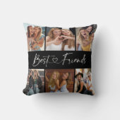 Best Friends Photo Collage Modern Script Heart クッション (正面)