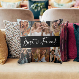 Best Friends Photo Collage Modern Script Heart クッション