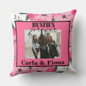 Best friends PHOTO Gift Pink Throw Pillow クッション (裏面)