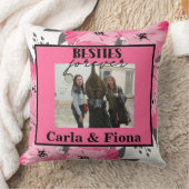 Best friends PHOTO Gift Pink Throw Pillow クッション (ブランケット)