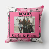 Best friends PHOTO Gift Pink Throw Pillow クッション (正面)