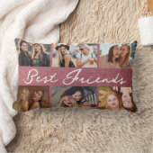 Best Friends Script Calligraphy Photo Collage  ランバークッション (ブランケット)