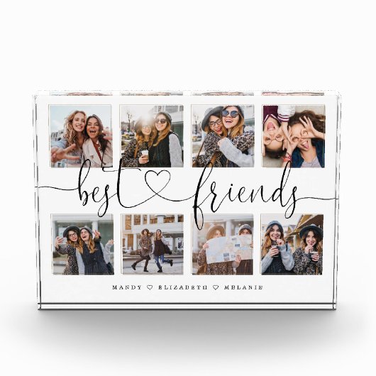 Best Friends Script Gift For Friends Photo Collage フォトブロック (正面)