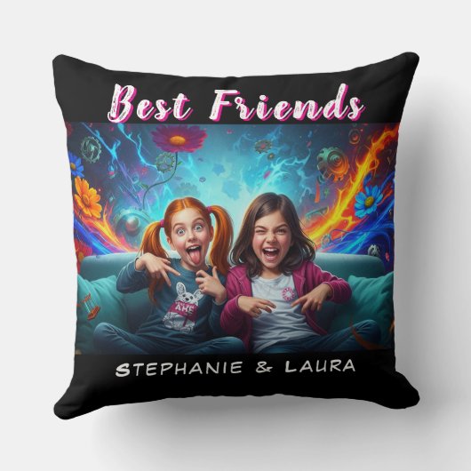 Best Friends Sisters Funny  クッション (裏面)