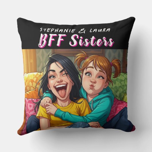 Best Friends Sisters Funny クッション (裏面)
