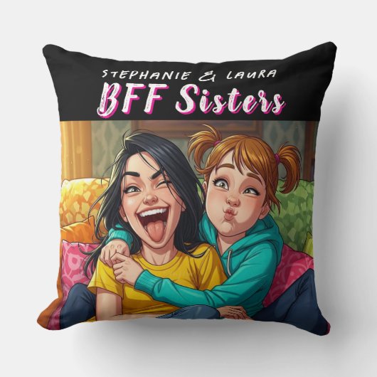 Best Friends Sisters Funny  クッション (正面)