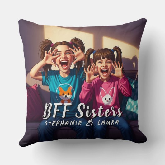Best Friends Sisters Funny  クッション (裏面)