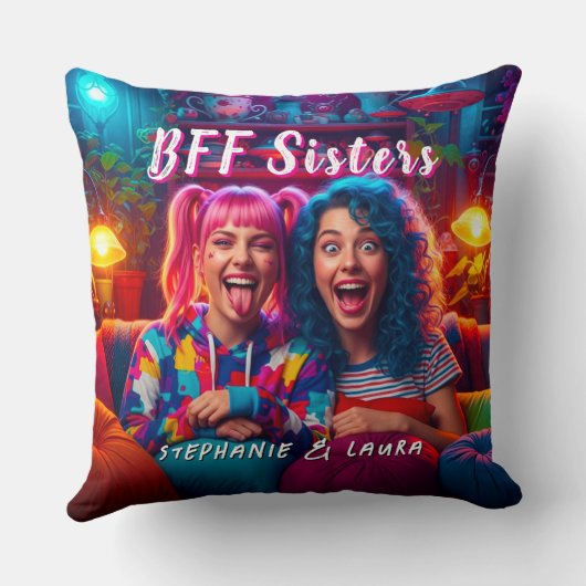 Best Friends Sisters Funny BFF クッション (裏面)