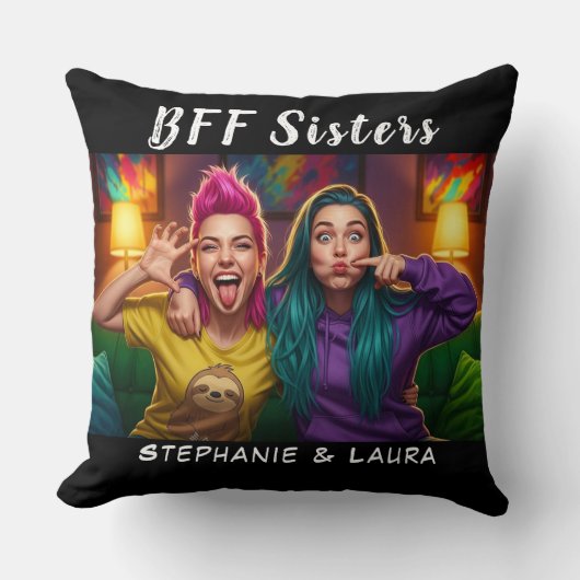 Best Friends Sisters Funny BFF  クッション (正面)