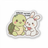 Best Friends Sticker Cute Turtle and Bunny シール (正面)