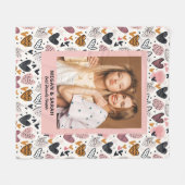 Best Friends Stylish BFF Pink Friendship Photo フリースブランケット (正面(横))