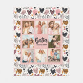 Best Friends Stylish BFF Pink Friendship Photo フリースブランケット (正面)