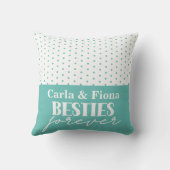 Best friends teal polka dots on Throw Pillow クッション (裏面)