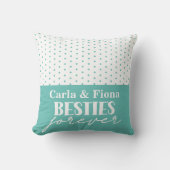 Best friends teal polka dots on Throw Pillow クッション (正面)