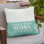 Best friends teal polka dots on Throw Pillow クッション