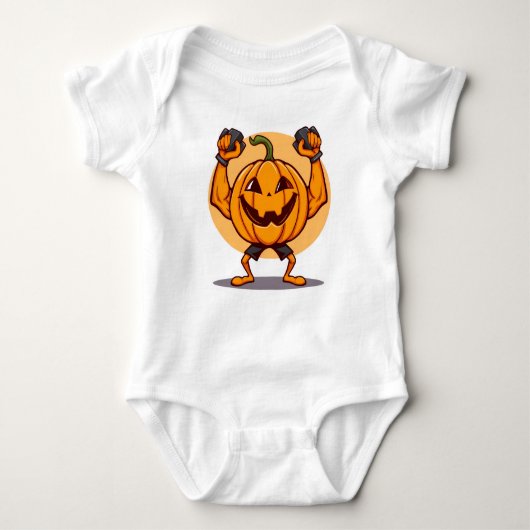 Best Funny Halloween Pumpkin Shirt –Wicked Gym Tee ベビーボディスーツ (正面)