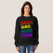 Best Gay Aunt Ever LGBTQ Gay Pride Flag Month Rain スウェットシャツ (正面フル)