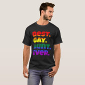Best Gay Aunt Ever LGBTQ Gay Pride Flag Month Rain Tシャツ (正面フル)