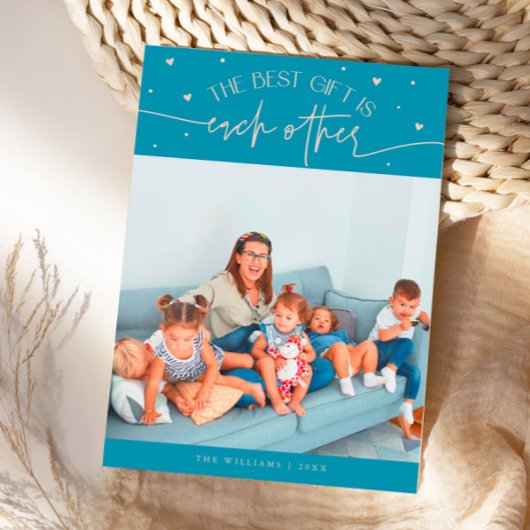 Best Gift Aqua Peach Valentines Day Photo シーズンカード