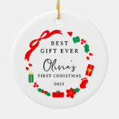 Best Gift Girl First Christmas セラミックオーナメント (裏面)