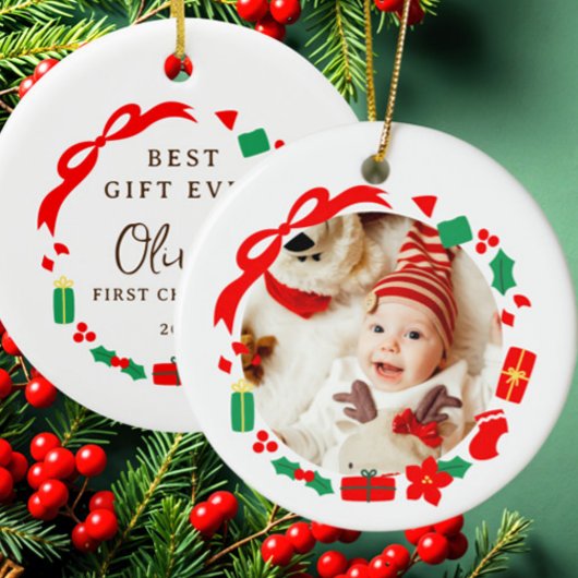 Best Gift Girl First Christmas セラミックオーナメント