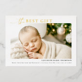 Best Gift Minimalist Calligraphy Christmas Baby 箔シーズンカード (正面)