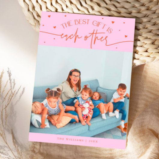 Best Gift Orange Pink Valentines Day Photo シーズンカード