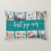 Best Gigi Ever 8 Photo Collage Teal Blue アクセントクッション (正面)