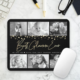 Best Glamma Ever Gold Glitter 6 Photo Collage Chic マウスパッド