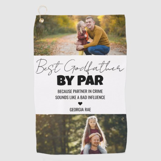 Best Godfather By Par Custom Photo Golf Towel ゴルフタオル (正面)