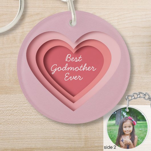 Best Godmother Ever Custom Photo Heart キーホルダー
