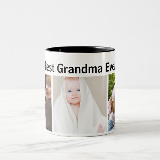 Best Grandma Ever 3Photo Collage Custom  ツートーンマグカップ (中央)