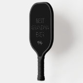 Best grandma ever black & white personalized name ピックルボールラケット (左)