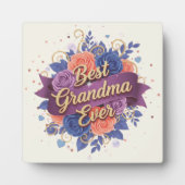 Best Grandma Ever Floral フォトプラーク (正面)
