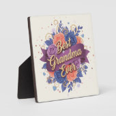 Best Grandma Ever Floral フォトプラーク (正面)